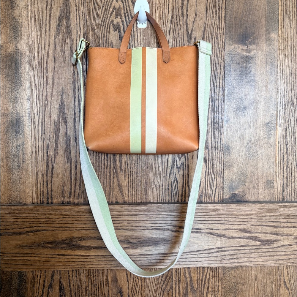 🩷MADEWELL🩷Tan Leather Tote with Cream & Mint crossbody strap - Picture 2 of 15